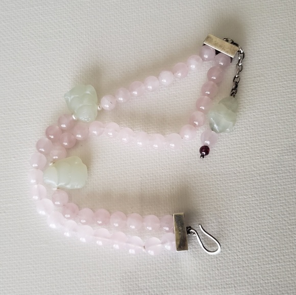 Pink Quartz And Jade Beaded Bracelet - Picture 4 of 5